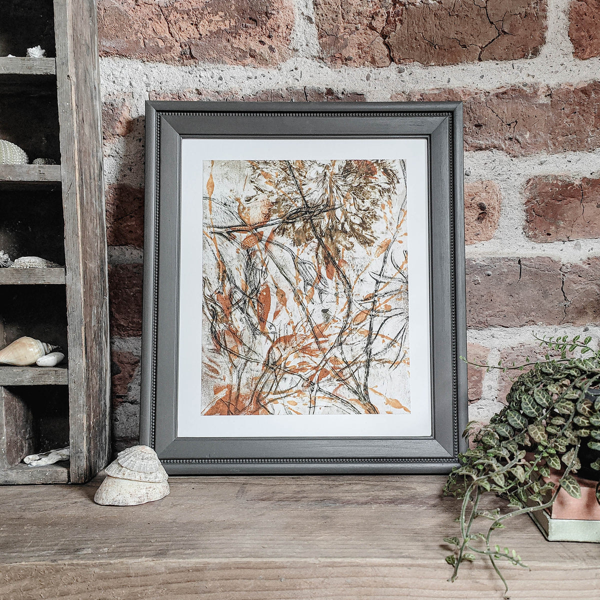 Olive and Ochre Anglesey Seaweed Original Print