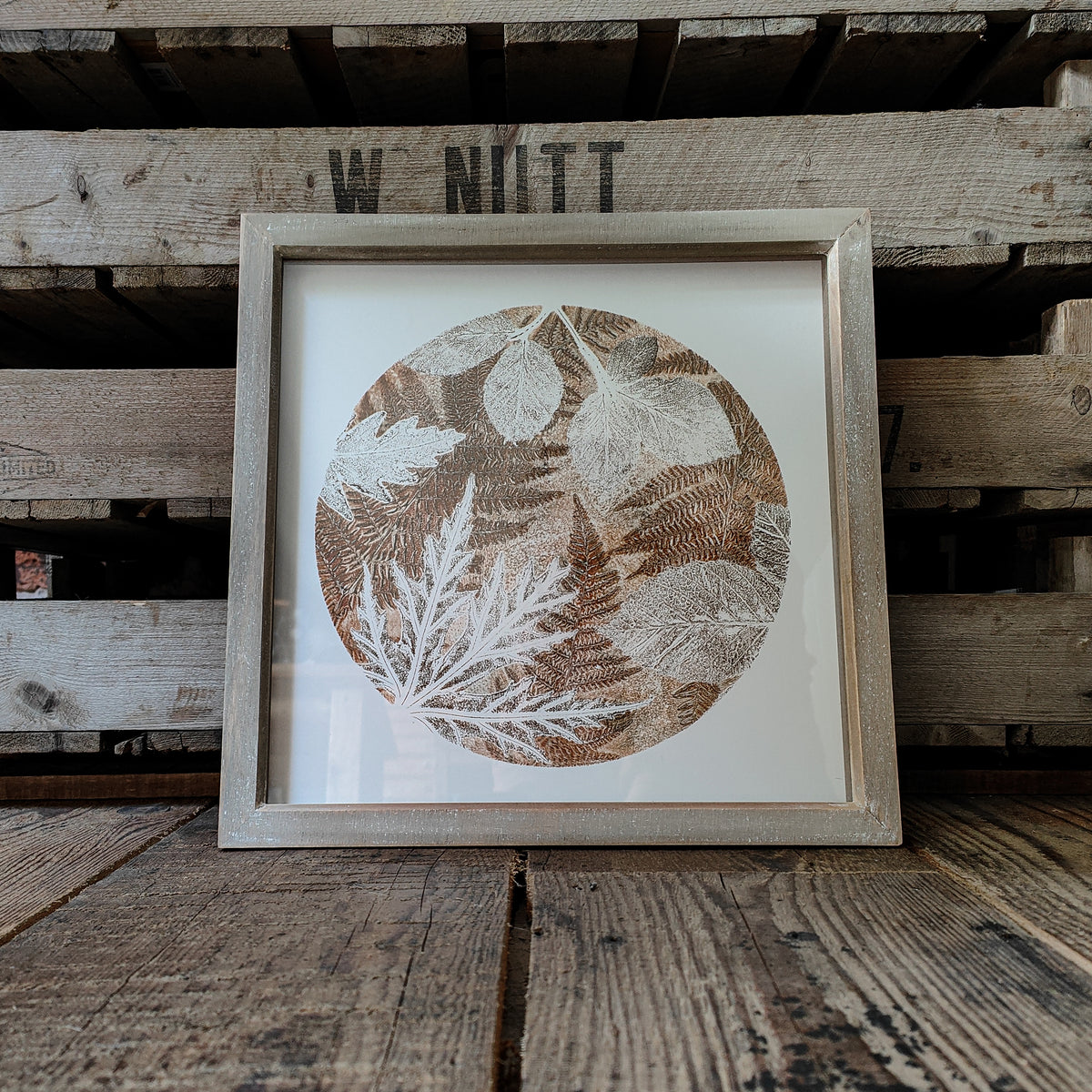 Orange Wild Woodland Original Circular Gelli Print