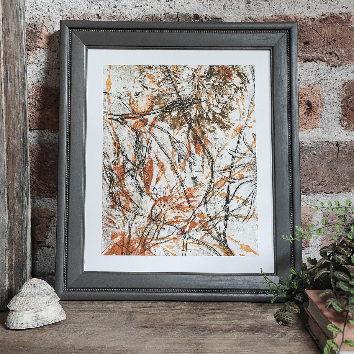 Olive and Ochre Anglesey Seaweed Original Print