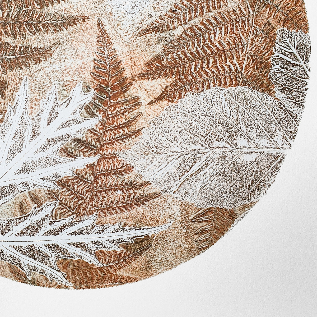 Orange Wild Woodland Original Circular Gelli Print