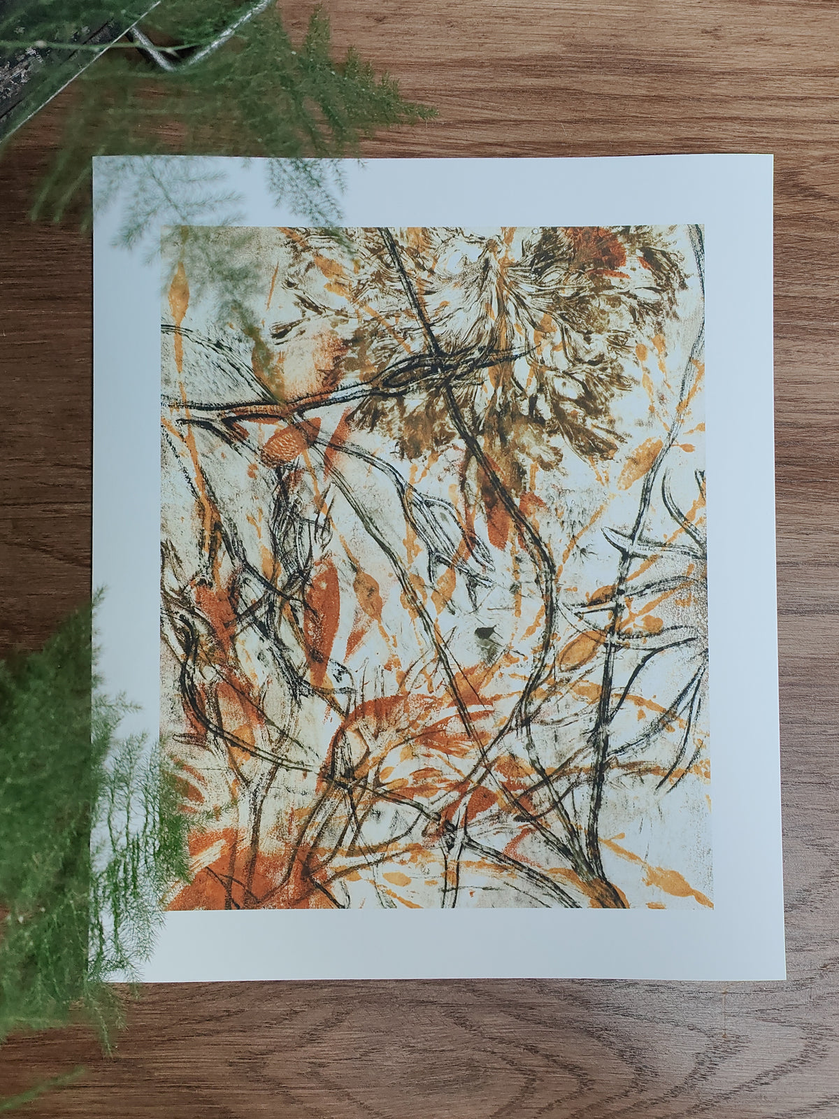 Olive and Ochre Anglesey Seaweed Original Print