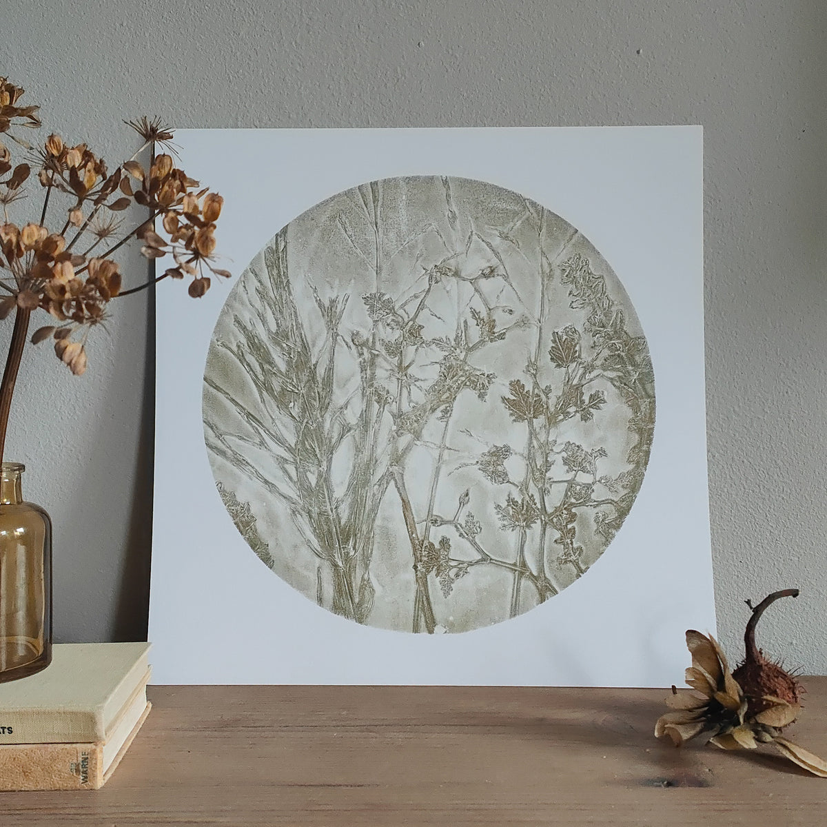 Soft Moss Moody Moorland Original Circular Print